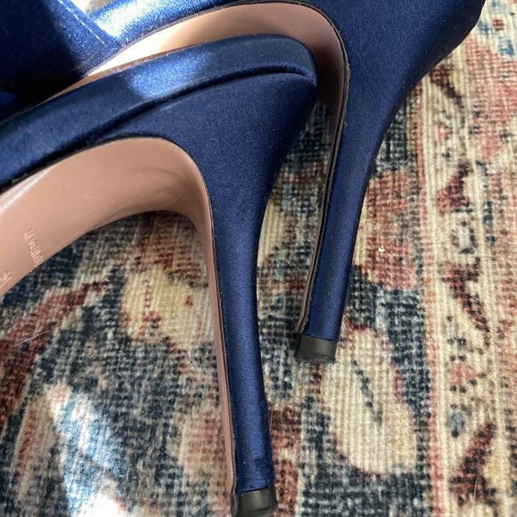 Prada Blue Satin Fuoco Bow Thong Sandals Size 39 - Picture 7 of 8